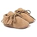 R&V Unisex Infant Baby Boys' Girls' Moccasins Soft Sole Tassels Prewalker Anti-Slip Toddler Shoes (L:12~18 months, Nude)
