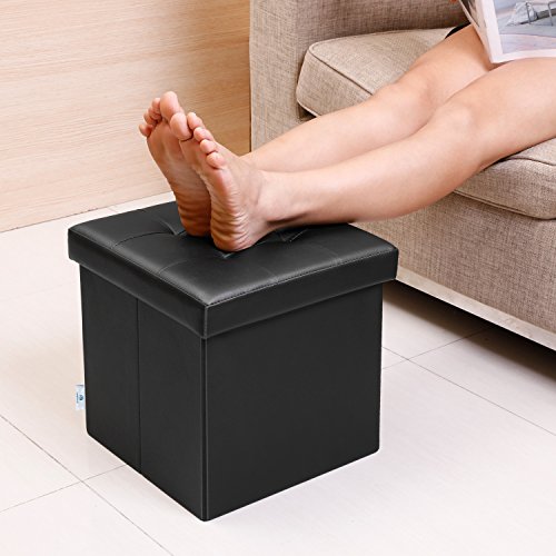 image for B FSOBEIIALEO Storage Ottoman Small Cube Footrest Stool Seat Faux Leat