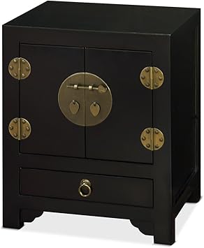 Amazon Com China Furniture Online Elmwood Chinese Night Stand Cabinet Ming Style In Matte Black Finish Furniture Decor