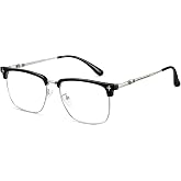 Cyxus Square Blue Light Blocking Glasses, Semi Rim TR90 Metal Frame 8252 | Browline frame blocks 99% blue light and glare, lightweight build for daily computer work and style