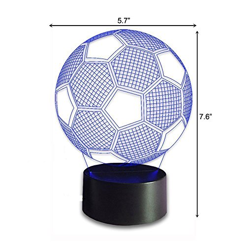3D Soccer Ball Lamp, Optical Illusion Night Light for Room Decor & Baby Nursery, Cool Gifts for Kids, Girls, Boys & Sports Guy, 7 Color Changing Toys with Battery Backup by WANTASTE - Thumbnail 7