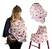 Nursing Breastfeeding Cover Scarf With Floral Watercolour Design for Baby Girls, Infant Car Seat Cover, Grocery - Shopping Cart Cover, 5 in 1 Multi Use Stretchy Canopy by Gufix