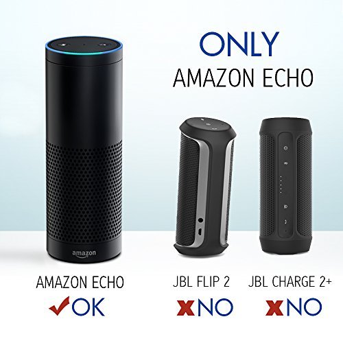 LKZAIY Carrying Case for Amazon Echo, Premium Vegan PU Leather Protective Cover Sleeve Skins for Amazon Echo Portable Bluetooth Speaker, with Holding Strap & Carabiner (black)