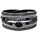 17mile Multi-Layer Leather Bracelet - Braided Wrap Cuff Bangle - with Alloy Magnetic Clasp Handmade Jewelry for Women,Girl Gift