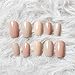 3 Nude Colors Fake Nails 24Pcs Long Solid Square unhas for Daily Office with Glue Sticker Women Nail Art Tool