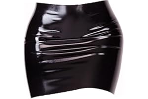 EXLATEX Women's Latex Rubber Gummi Black Mini Skirt
