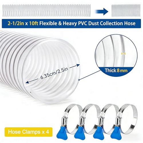 2.5"x10' PVC Dust Collection Hose for Dust Collection System Woodworking photo 8