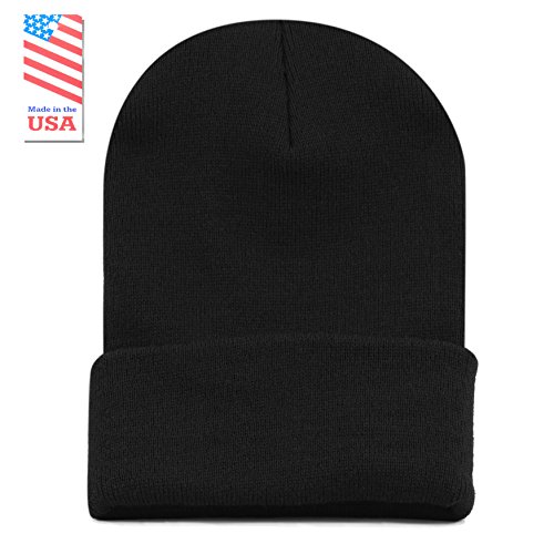 The Hat Depot Made in USA Skull Beanie Hat (Black)