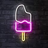 Isaac Jacobs 18†x 8†inch LED Neon ‘White & Pink IceCream Popsicle‘ Wall Sign for Cool Light, Wall Art, Bedroom Decorations, Home Accessories, Party, and Holiday Décor: Powered by USB Wire (POPSICLE)