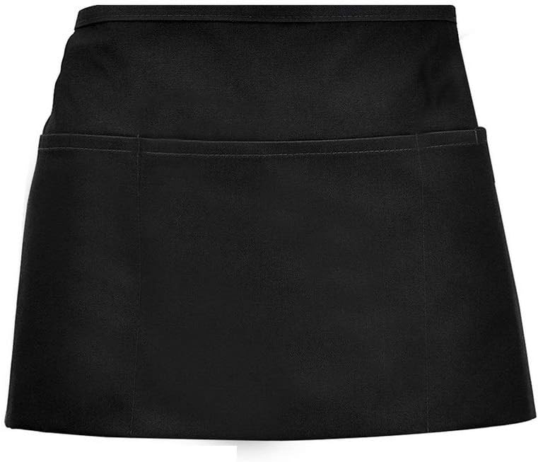 nuoshen Anti-dirt Waist Apron, Short Black Apron with Pockets for Home Kitchen Restaurant Work Waitress, Chef, Waiter