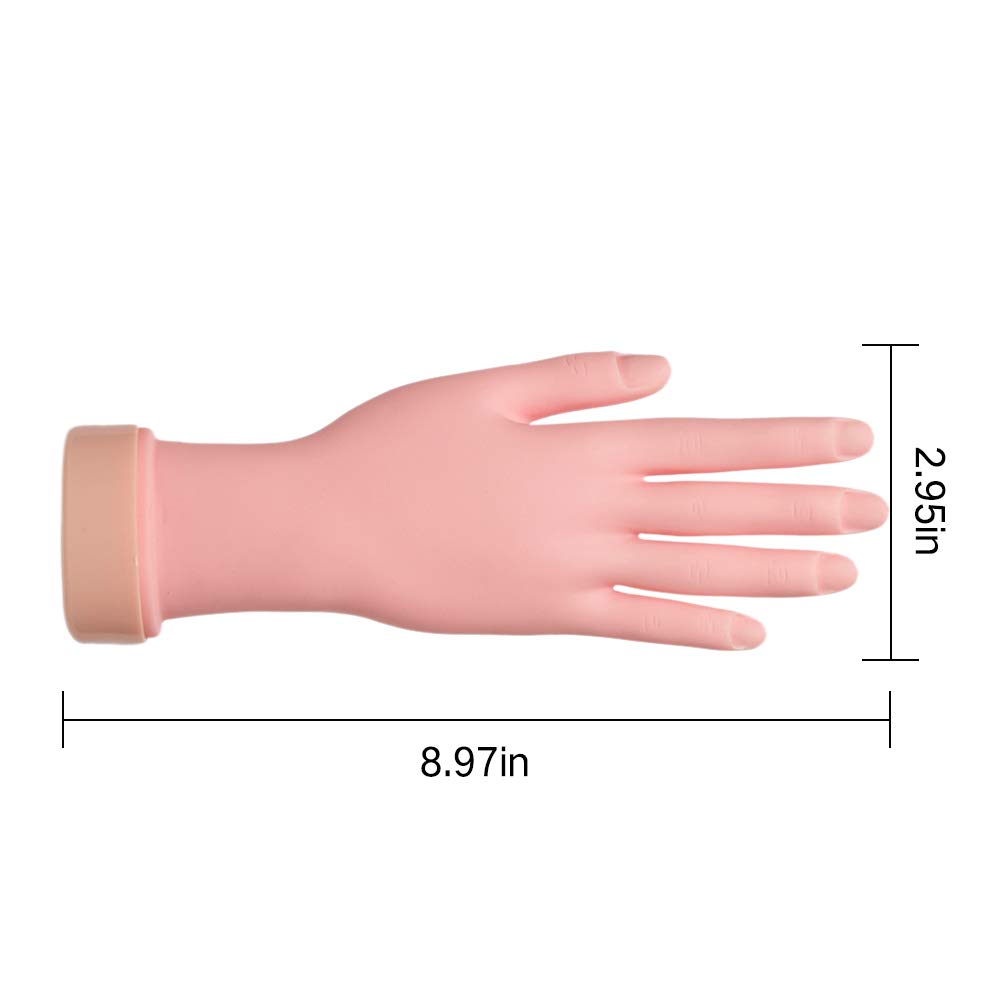 Nail Art Practice Hand Training Flexible Movable Fake Mannequin Hands Left & Right Manicure Tool for Beginners or Salon Artist : Beauty