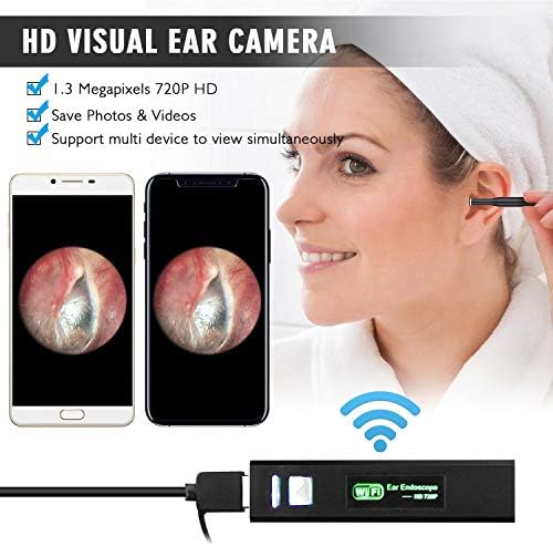 Ear Otoscope,DOTSOG Wireless WiFi Otoscope 3 in 1 1.3 MP Digital Ear Inspection Camera Earwax Cleaning Tool with 6 Adjustable LEDs for iPhone & iPad, Android Devices, Windows & MAC PC Computer