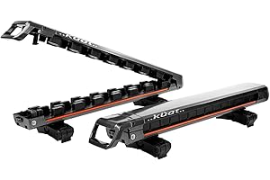 KUAT Grip 4 Durable Universal Car SUV Rooftop Crossbars Mounted Winter Sports Gear Hauling Transportation Slide-Out Locking Clamshell Rack, Fits 6 Skis/4 Snowboards - Gray with Orange Anodize