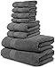 MAURA Grey Bath Towel Set of 8 for Bathroom. Turkish Cotton Luxury Bath Towels. Extra Large, Thick, Plush & Soft. Hotel & Spa Quality - Space Gray