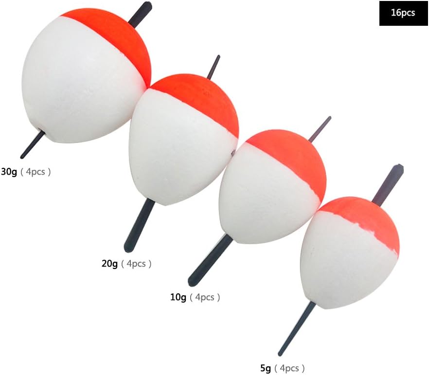 Dingbear 16pcs(30g, 20g,10g, 5g) White Pot-bellied float Multi-purpose Pot-bellied float Fishing Bobber Float EVA Foam Floats Fishing Floats FishFloat …