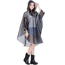 Women Packable Clear Hooded Raincoat 