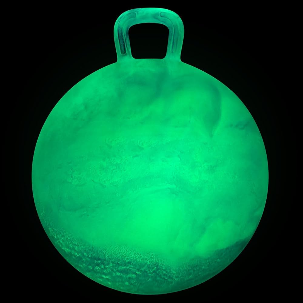 INPODAK Space Hopper for Kids Age 3 and up, Glow in the Dark Spacehopper,18 Inches Hopping Ball for Kids 8 to 12, Glowing Jumping Ball with Handle, Night Garden Toy Hop Balls Inside Park Yard โ image 1