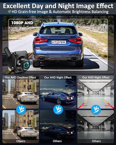 Vtopek Reversing Camera AHD 1080P Rear View Camera Car 360° Rotatable Car Reversing Cameras Retrofit 170° Wide Angle Night Vision IP69 Waterproof Universal NTSC Rear Camera for Motorhome SUV Pickup Van