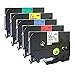NEOUZA 5 Packs Compatible with Brother P-Touch TZ TZe Label Tape TZe231 TZe431 TZe531 TZe631 TZe731 12mm x 8m 1/2 Inch x 26.2 Feet (Set of Black Print on 5 Colors)