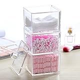 FLYMEI Dustproof Clear Acrylic Cotton Ball & Swab Holder, Cosmetic Organizer Makeup Storage Organizer for Cotton Swabs, Q-Tips, Make Up Pads, Cosmetics, Jewelry & More - for Bathroom & Vanity