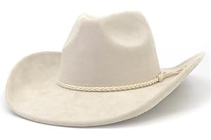 CCAKXCJJ Western Cowboy Hat for Women Men Classic Fedora Hats Wide Brim Suede Cowboy Hat for Women with Buckle Belt