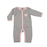Hudson Baby Girls' Ruffle Union Suit, Pink/Black Stripes, 0-3 Months