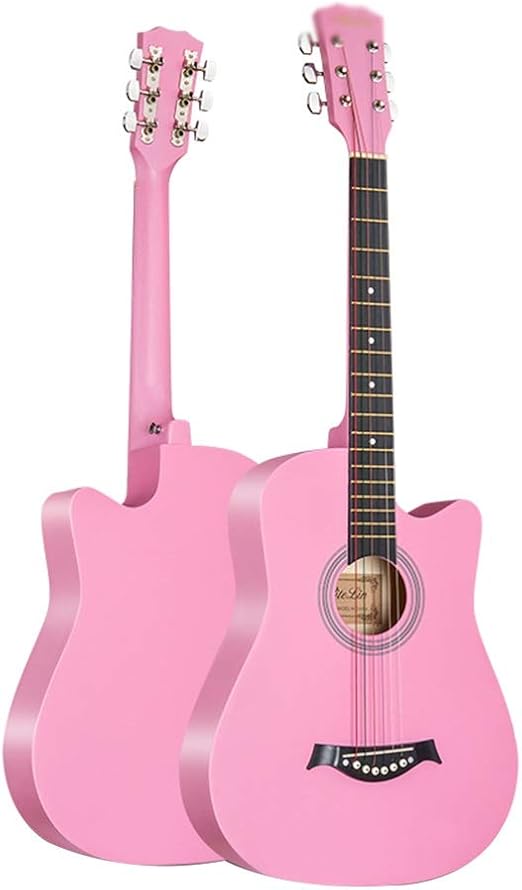 Light Pink Acoustic Guitar - Amazon Com Baiying Acoustic Guitar 38 Inch Beginner Folk Acoustic Guitar Student Practice Teens Rock Instrument With Backpack Adjustable Sound 11 Colors Color Pink Size Long 95cm