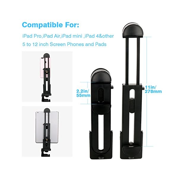 ULANZI iPad Halterung Stativ, Tablet Stativ Halterung Mount Adapter für Stativ Ständer Musikständer mit 1/4" Schraubenkopf und Cold Shoe für iPad Pro/Air/Mini, Samsung Galaxy Tabs, Huawei MatePad – Bild 3