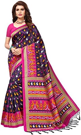 Mrinalika Fashion Art Silk Saree with Blouse Piece (Multicolour Saree_Free Size)