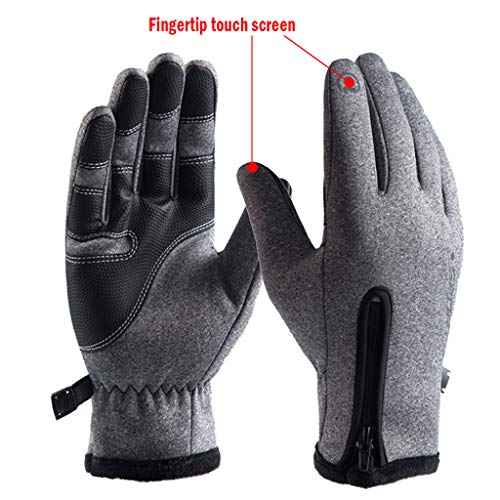 Napoo Lined Winter Riding Driving Running Skating Equestrian Gloves for Men Women Anti Slip Touch Screen (Gray, M)