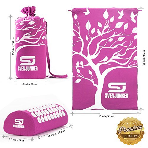 Innovative Acupressure Mat by Svenjunker: Back/Neck Pain Relief and Muscle Relaxation | Reflexology Massage Mat For Stress & Sciatic Pain | Acupuncture SpikePad | Carry Bag & Pillow
