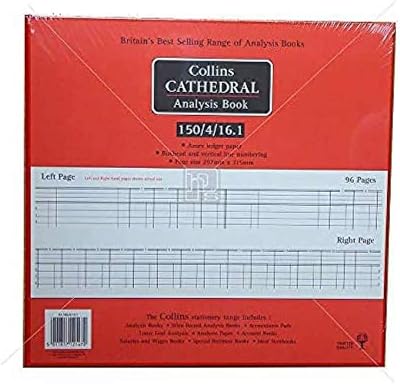 Collins Cathedral 150 Series Analysis Book 96pp 4 Debit 16 Credit Columns Red