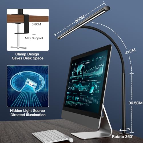 EYOCEAN LED Desk Lamp with Remote Control, 24W 80cm, Dimmable Monitor Lamp, Daylight Lamp for Office Workers