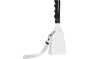 Hordolry 10inch Metal Cowbells with Handle, 1Pcs Cow Bells with Wrist Strap for Sporting Events, Football Games,Party, Concert, Graduations, Farm Ranch, White
