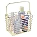 mDesign Farmhouse Metal Storage Organizer Basket Bin with Handle - Holds Hand Soap, Body Wash, Bath Salts, Lotion, Razors, Hand Towels, Hair Accessories, Body Spray - Small - Gold Brass