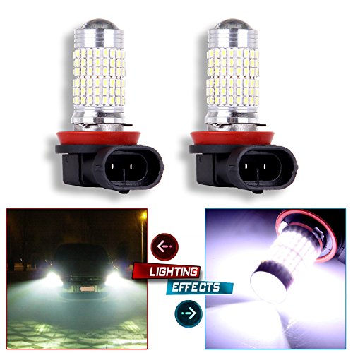 CCIYU 2X High Power H11 H8 H9 LED Fog Light DRL Daytime Running Driving 144SMD 6000K Xenon White Light Bulb