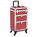 OUDMAY Makeup Case - Professional Rolling Artist Cosmetic Beauty Storage Organizer With 2 Large Locks and Drawer Crystal Red