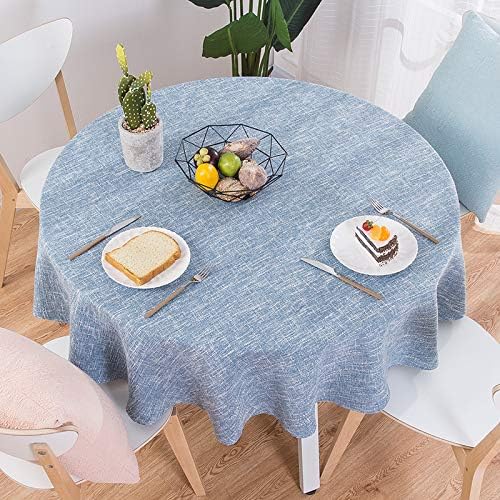 QIGE Tablecloth Table Cloths Table Cloth Fabric Restaurant Round Large Round Tablecloth Tablecloth, Light Blue (White Line), 80Cm Round Tablecloth