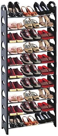 Pagacat 10 Tier Shoe Rack 30 Pair Adjustable Space Saving Utility Shoe Tower Shelves Storage Organizer[US Stock]