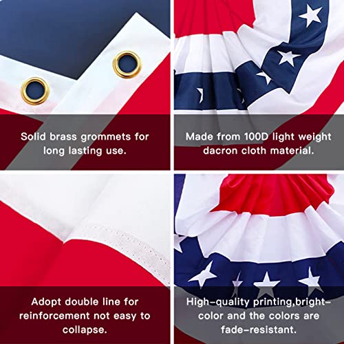 4 Pack American Flag Bunting Banner, USA Pleated Fan Flag 1.5x3 Ft US Patriotic Bunting Flags, 4th of July Independence Day Banner USA Bunting Decoration Flags for Memorial Day, Veterans Day