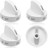 Upgraded 4Pcs 316442512 Range Surface Control Knob White, Burner Knob Fit for Frigidaire, Kenmore, Sears Gas Ranges - Replaces 1465863, AP4327159, PS2332410