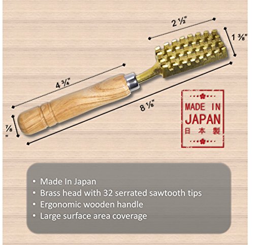 Kwizing-Made-in-Japan-Fish-Scaler-Brush-with-Brass-Serrated-Sawtooth-and-Ergonomic-Wooden-Handle-Easily-Remove-Fish-Scales-Without-Fuss-Or-Mess-Handcrafted-by-Japanese-Artisans