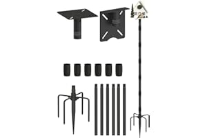 Garbuildman Upgraded Smart Bird Feeder Pole for Birdhouses with Reinforced 5-Prong Base, Adjustable Birdhouse Pole for Outdoors, Bird Feeder Stand Mounting Kit for Wild Birds Watching, Black