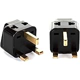 OREI 2 in 1 USA to UK/Hong Kong Adapter Plug (Type G) - 2 Pack, Black