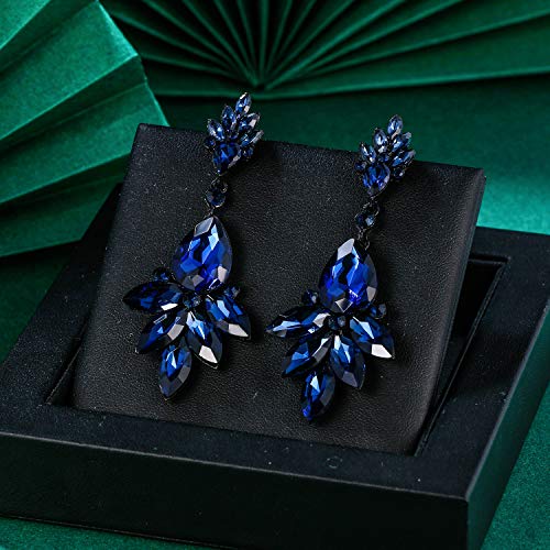 EVER FAITH Women's Dangle Earrings Water Drop Shape Rhinestone Crystal Wedding Drop Earrings
