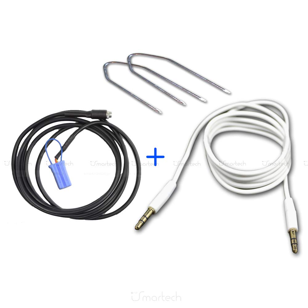 1neiSmartech Aux Cable Adapter For Car Radio Delphi Bosch Fiat 500 Point Panda Lancia Y Alfa Romeo With Female Jack And Bridge + Extraction Kit + Audio Cable Rubber Coated Smartphone