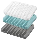 3PCS Self Draining Soap Holder, Premium Silicone