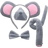 Beaupretty Mouse Ears Headband Kids Animal Costume Accessory Set with Nose Tail Bow Tie for Party Cosplay Halloween
