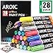AROIC Paint Markers, 28 Colors Oil-Based Waterproof Paint Marker Pen Set.Quick Dry and Permanent Paint Markers Set for Rock, Wood, Metal, Plastic, Glass, Canvas, Ceramic & More! Safe and odorless.