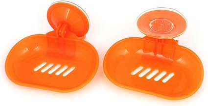 Plastique Baignoire Ilot Porte Savon A Ventouse Orange Lot De 2 Amazon Fr Cuisine Maison